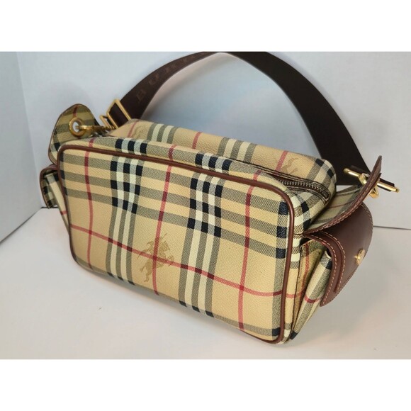 Vintage Burberry Check Handbag 2 Side Pockets Rare Style - Picture 1 of 16